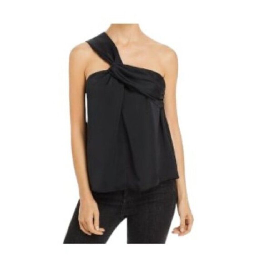 Ramy Brook Jocelyn One-Shoulder Blouse Top Black XS NWT